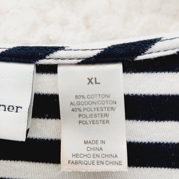 T-Shirt Size XL Navy White Nautical Sailor Core Coastal Grandma Casual Chic Y2K - Picture 15 of 16